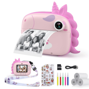 HiMont Instant Digital Camera for Kids – Includes 32GB TF Card, Printing Paper, and Colorful Pens for DIY Crafts – Video Camera Gift for Boys and Girls Ages 3–14