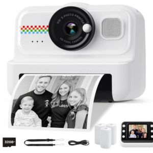 HiMont Kids Instant Camera – 1080P Digital Video Camera with 32GB Card & 3 Rolls of Print Paper – Fun Gift for Boys & Girls Ages 3-12