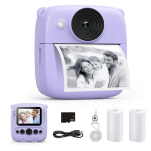 CalineGam Kids Instant Camera - 48MP 1080P Digital Camera with 32GB Card & Photo Paper, Perfect Christmas or Birthday Gift for Girls and Boys Ages 3-12 (Purple)