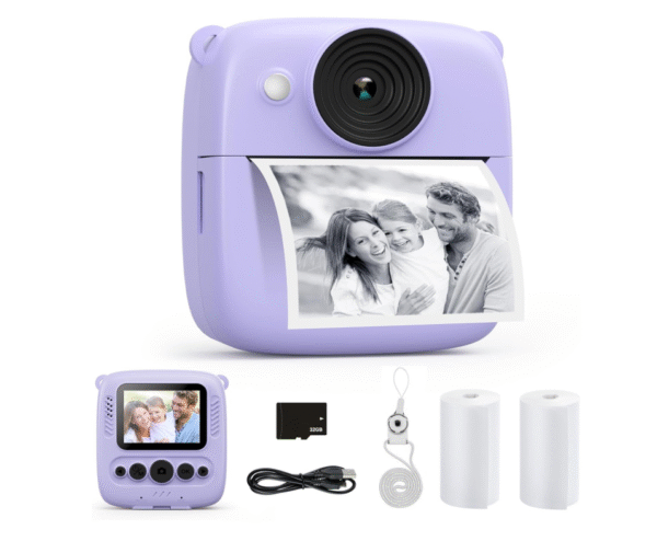 CalineGam Kids Instant Camera - 48MP 1080P Digital Camera with 32GB Card & Photo Paper, Perfect Christmas or Birthday Gift for Girls and Boys Ages 3-12 (Purple)