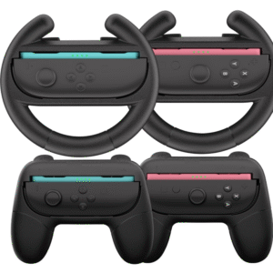 HEYSTOP 4-in-1 Steering Wheel Joy-Con Grips for Nintendo Switch 2 – Racing Wheels with Protective Covers for Mario Kart and Other Switch Games