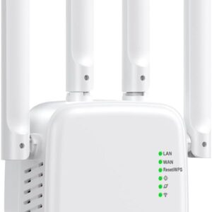 Wi-Fi Repeater and Signal Booster – Long-Range Coverage with 4 High-Gain Antennas and 2 Ethernet LAN Ports