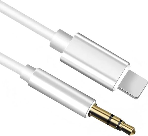 Vinmooog MFi Certified Lightning to 3.5mm Aux Audio Cable for iPhone – 1M, White – Compatible with iPhone 14/13/12/11/XS/XR/8/7 – Car Stereo & Headphone Jack Adapter
