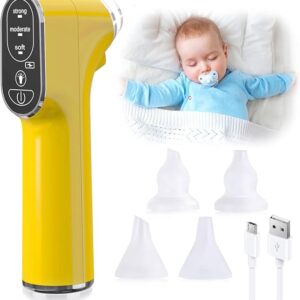 Electric Baby Nasal Aspirator – Powerful Suction with LED Light, Rechargeable, Includes 4 Reusable Silicone Tips & 3 Suction Levels for Newborns and Infants