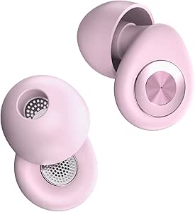 CASCHO Reusable Silicone Earplugs for Sleeping – Noise Reduction up to 45dB, Soft & Ergonomic Design for Sleep, Work, or Travel – 4 Sizes (XS/S/M/L) – Rose Gold Dust