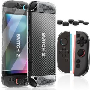 HEYSTOP Switch 2 Case – Protective Cover for Nintendo Switch 2 Console, Includes TPU & PC Shell, Screen Protector, and Joystick Caps – Essential Accessories Kit