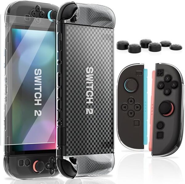 HEYSTOP Switch 2 Case – Protective Cover for Nintendo Switch 2 Console, Includes TPU & PC Shell, Screen Protector, and Joystick Caps – Essential Accessories Kit