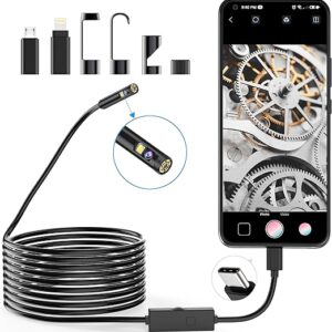 Lightswim 1920P Dual-Lens Endoscope Camera, 16.5ft (5m) Type-C Inspection Snake with 8 LED Lights, Compatible with Android & iOS Devices (iPhone, iPad, Samsung)