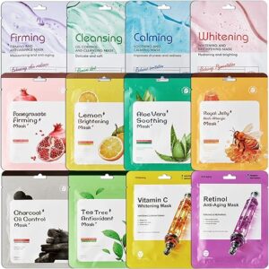 Nailgeler 12-Pack Hydrating Sheet Masks – Moisturizing, Nourishing & Soothing Facial Masks for Daily Skincare – Beauty Treatment for Women